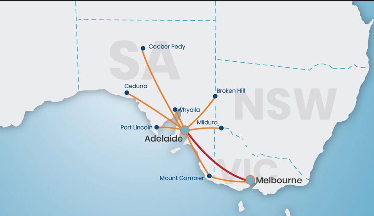Rex Flight Paths South Australia (July 2022)